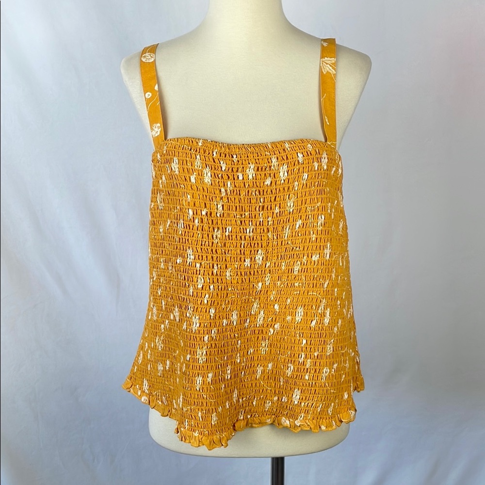 Torrid Orange Smocked Challis Cropped Cami Top with Ruffled Hem - Size 1X